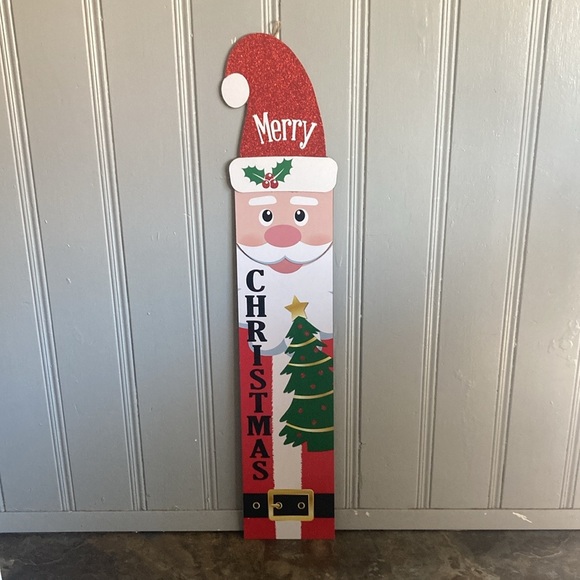 NWT- 48” Merry Christmas Santa Wooden Leaner or Hanger Decoration Sign - Picture 4 of 17